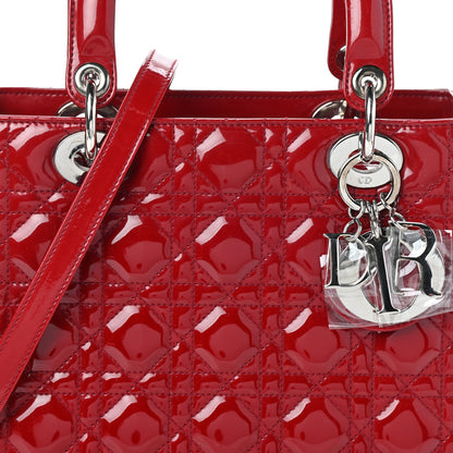 Christian Dior Patent Cannage Medium Lady Dior Red 8 of 10