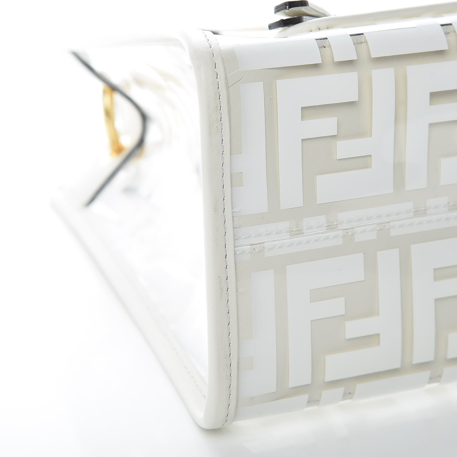 Fendi TPU FF Vitello Century Plexiglass Small Runaway Shopper Tote White 8 of 9