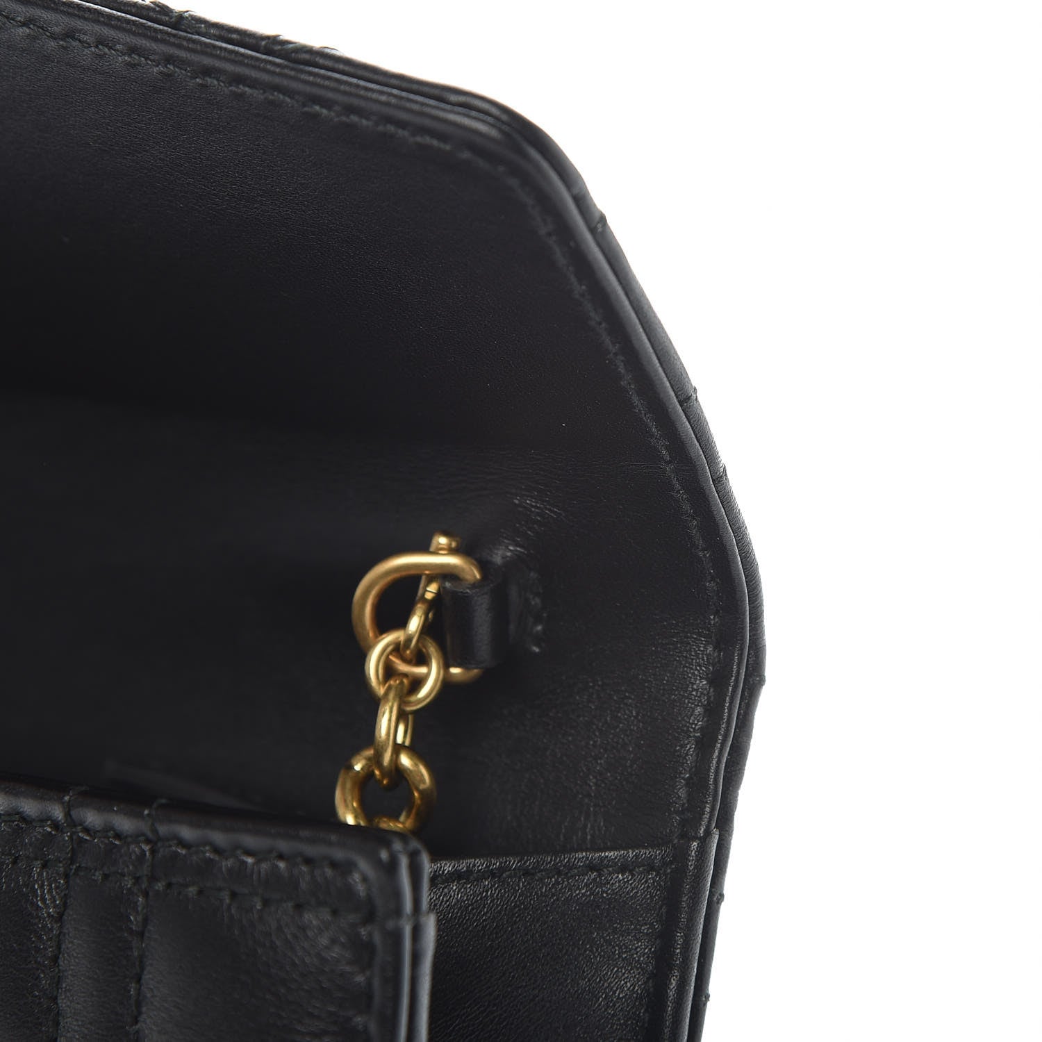 Gucci Calfskin Matelasse Mini Pearly GG Marmont Chain Wallet Black 10 of 14