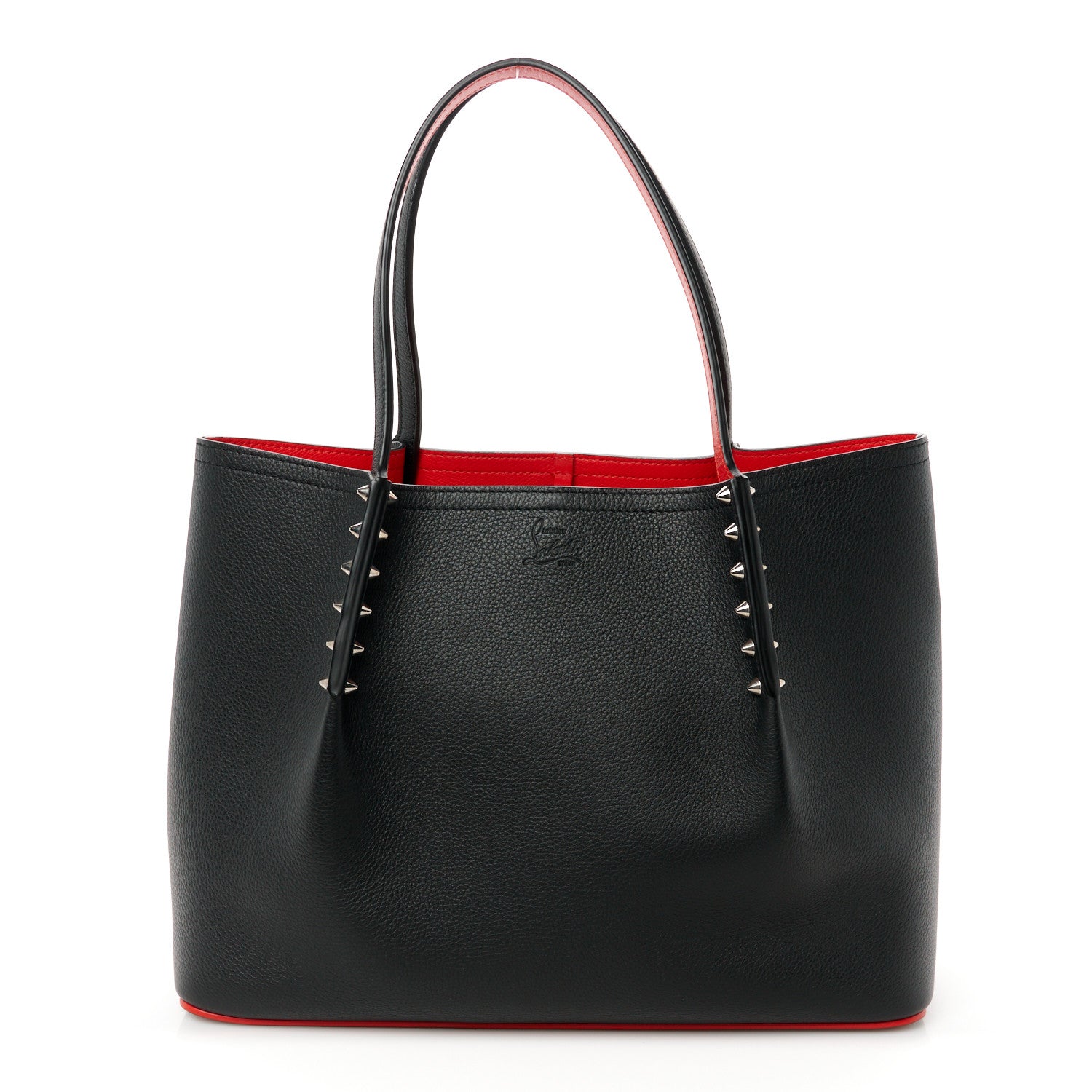Christian Louboutin Calfskin Spiked Small Cabarock Shopper Tote Black 1 of 11