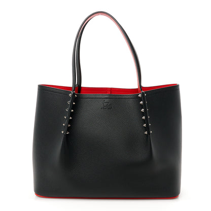 Christian Louboutin Calfskin Spiked Small Cabarock Shopper Tote Black 1 of 11