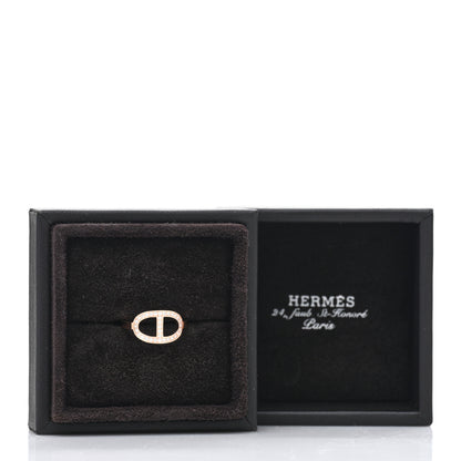 Hermes 18K Rose Gold Diamond MM Chaine d'Ancre Contour Ring 54 6.75 5 of 5