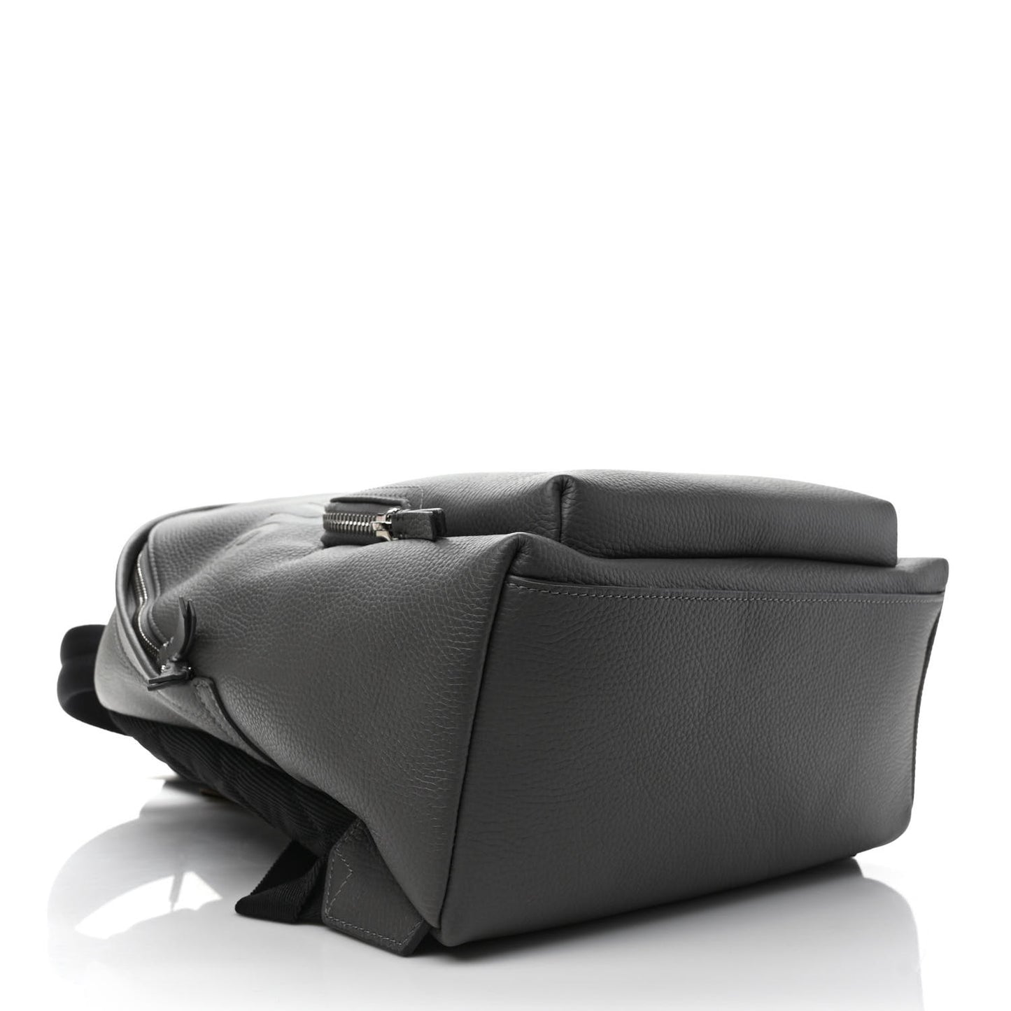 Calfskin Logo Embossed Backpack Charcoal Grey