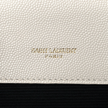 Saint Laurent Grain De Poudre Textured Mixed Matelasse Triquilt Small Monogram Satchel Crema Soft 6 of 16