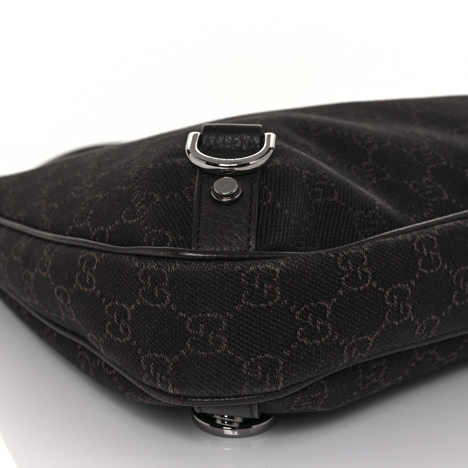Gucci Denim Monogram Abbey D Ring Hobo Brown 8 of 9