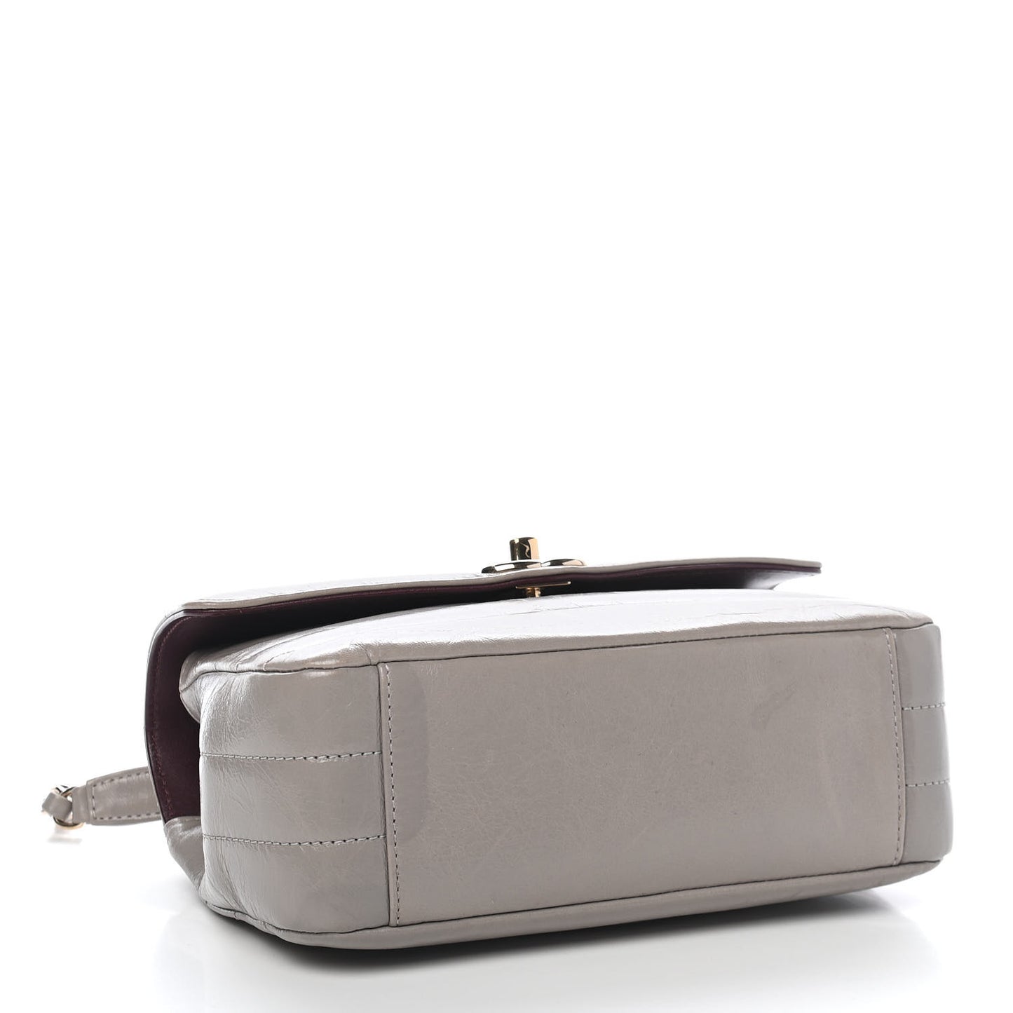 Shiny Lambskin Quilted Small Chevron Miroir Grey