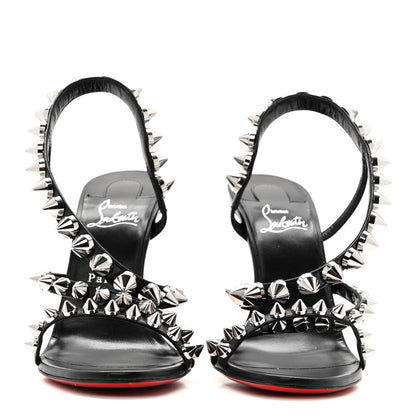 Christian Louboutin Calfskin Spikita Slingback 100 Stiletto Pumps 41 Black Silver 2 of 11