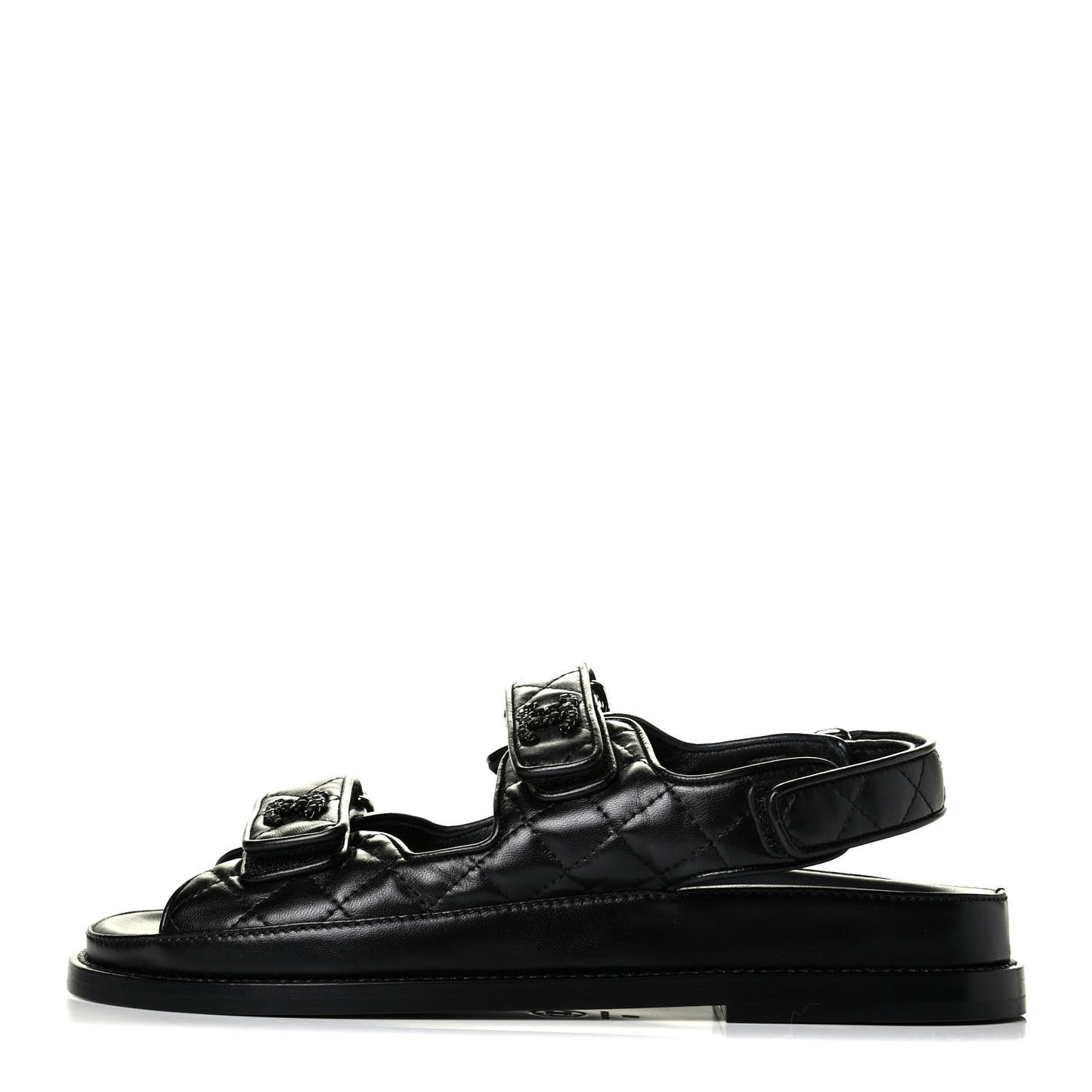 Lambskin Velcro Dad Sandals 38 Black
