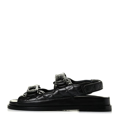 Chanel Lambskin Velcro Dad Sandals 38 Black 1 of 6