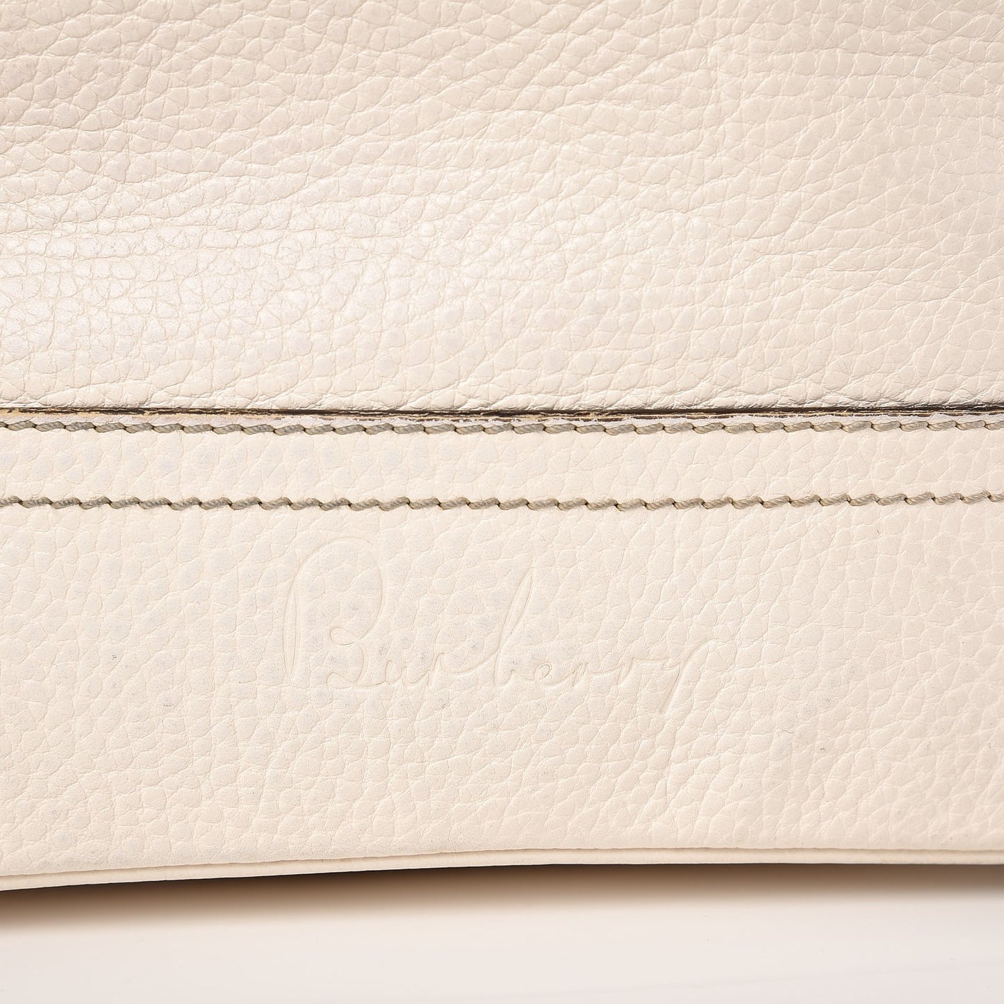 Calfskin Stripe Bucket Hobo Bag Off White