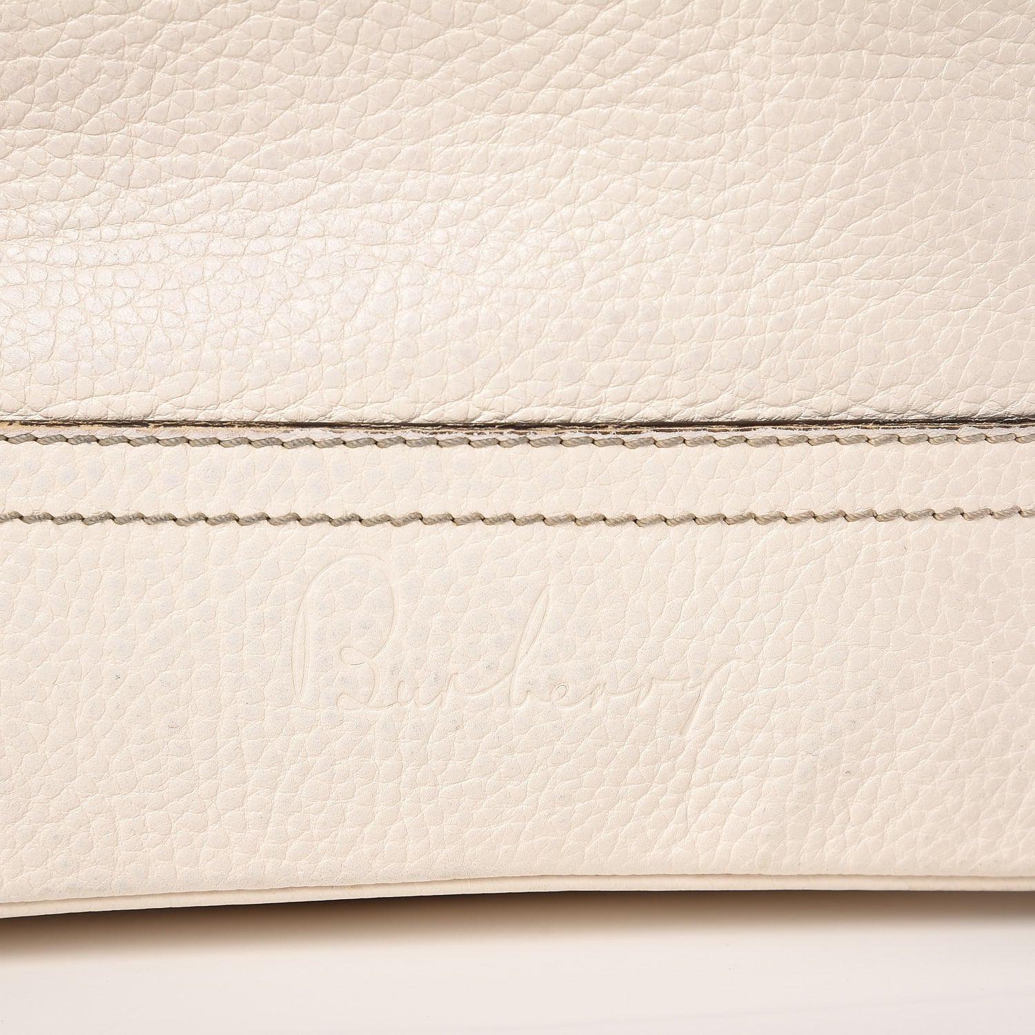 Burberry Calfskin Stripe Bucket Hobo Bag Off White 9 of 19