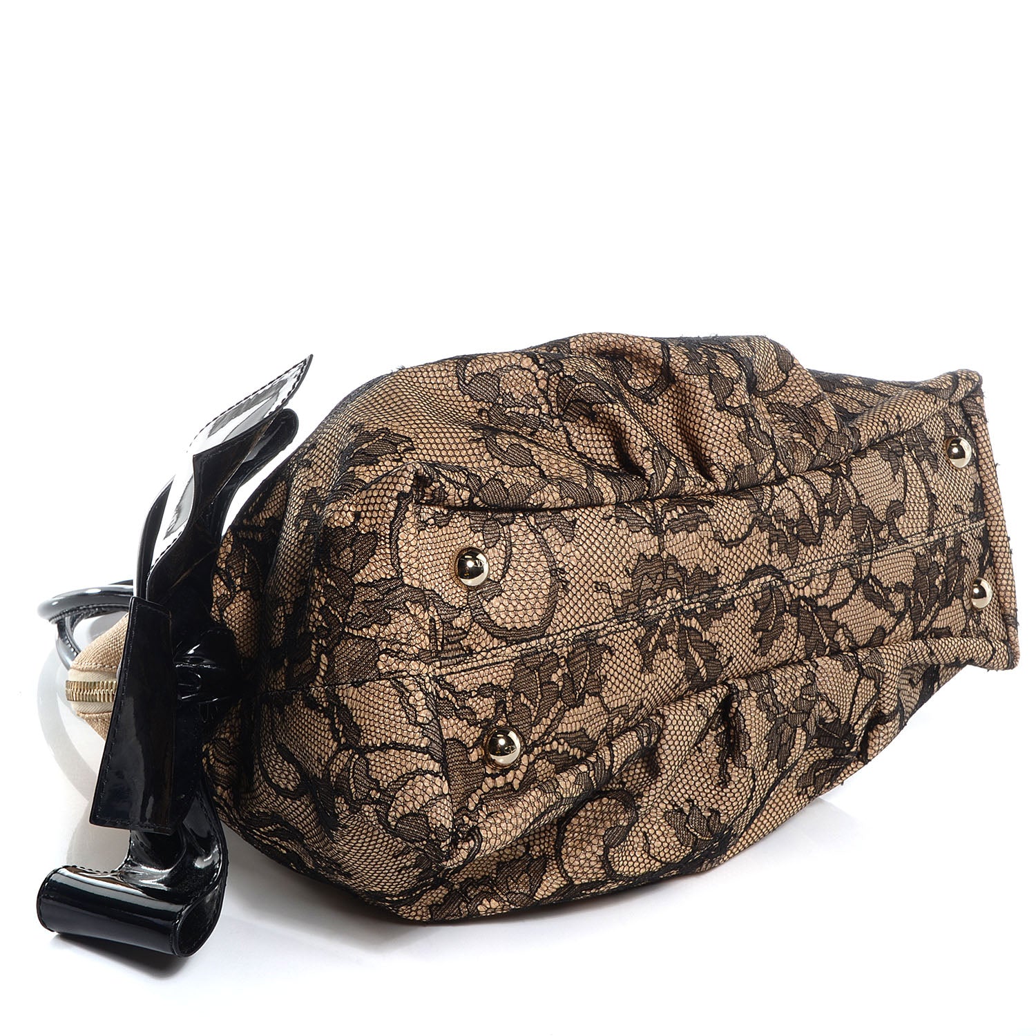 Valentino Garavani Straw Lace Bow Dome Tote Black 5 of 9
