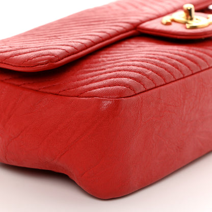 Chanel Wrinkled Lambskin Chevron Quilted Medium Flap Red 9 of 10