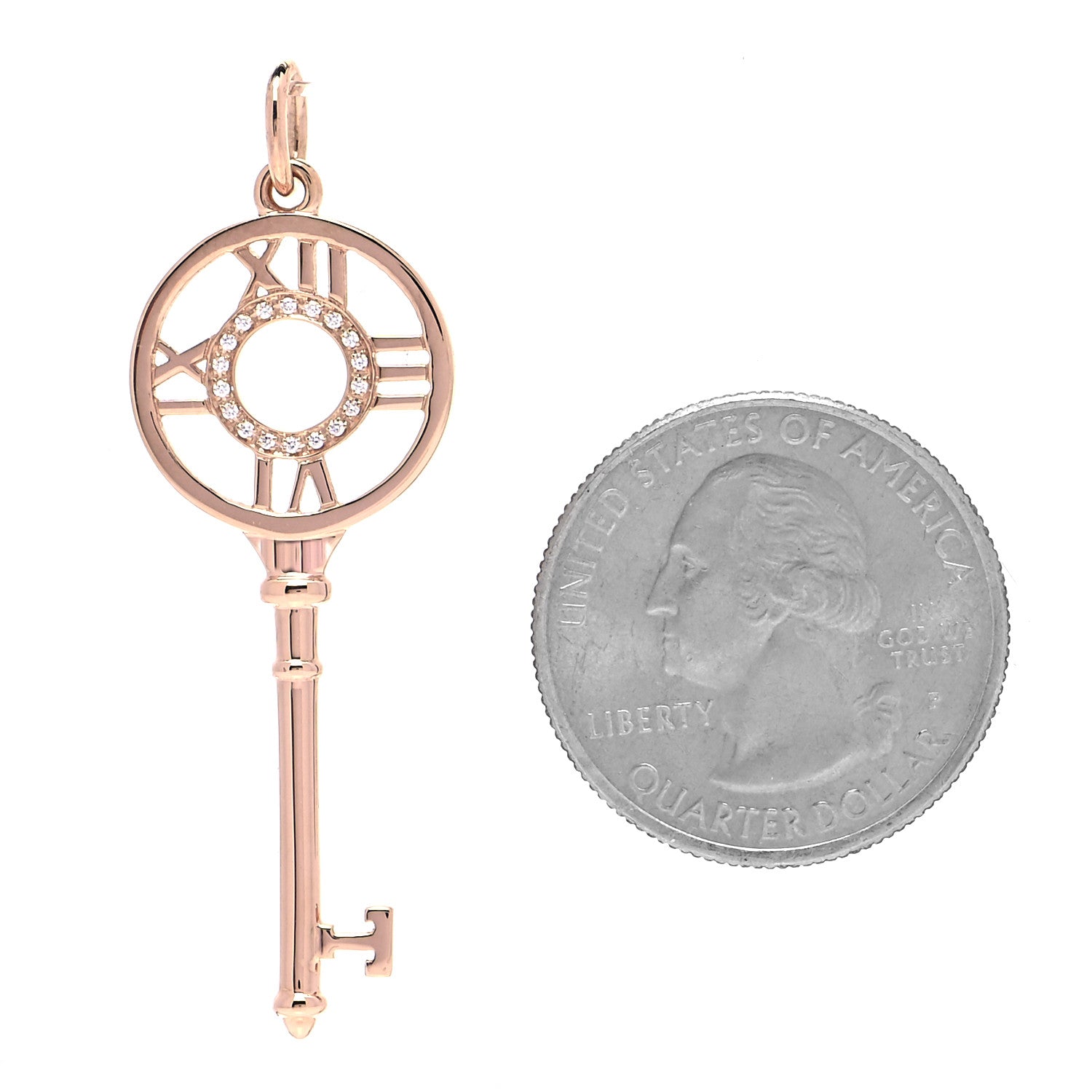Tiffany 18K Rose Gold Diamond Atlas Key Pendant 2 of 5