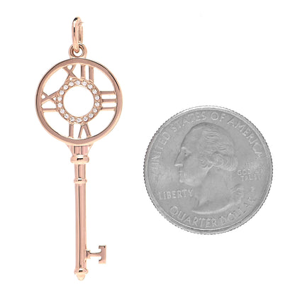 Tiffany 18K Rose Gold Diamond Atlas Key Pendant 2 of 5