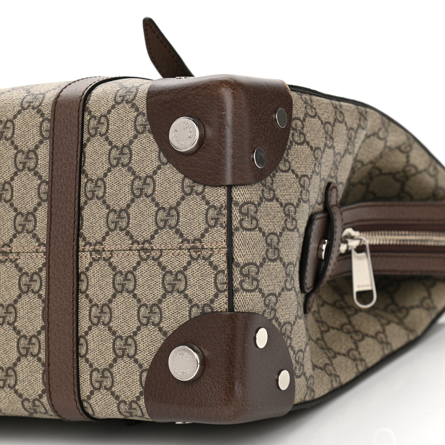 GG Supreme Monogram Textured Dollar Calfskin Medium Detail Tote Beige Ebony New Acero