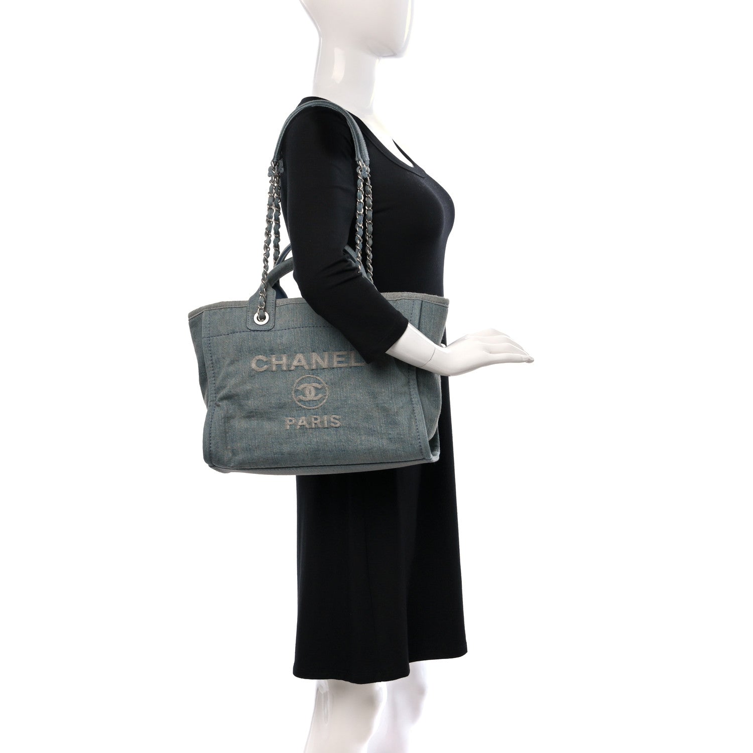 Chanel Denim Small Deauville Tote Light Blue 2 of 12