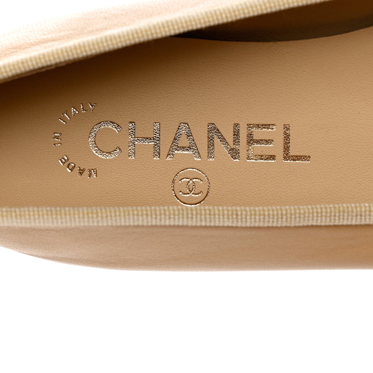 Lambskin Cap Toe CC Ballerina Flats 37.5 Beige Black