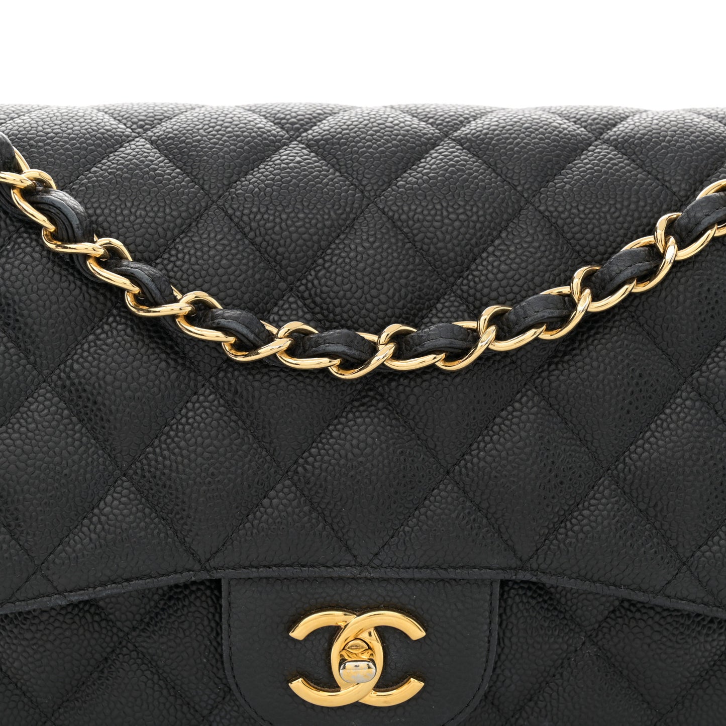 Caviar Quilted Jumbo Double Flap Black