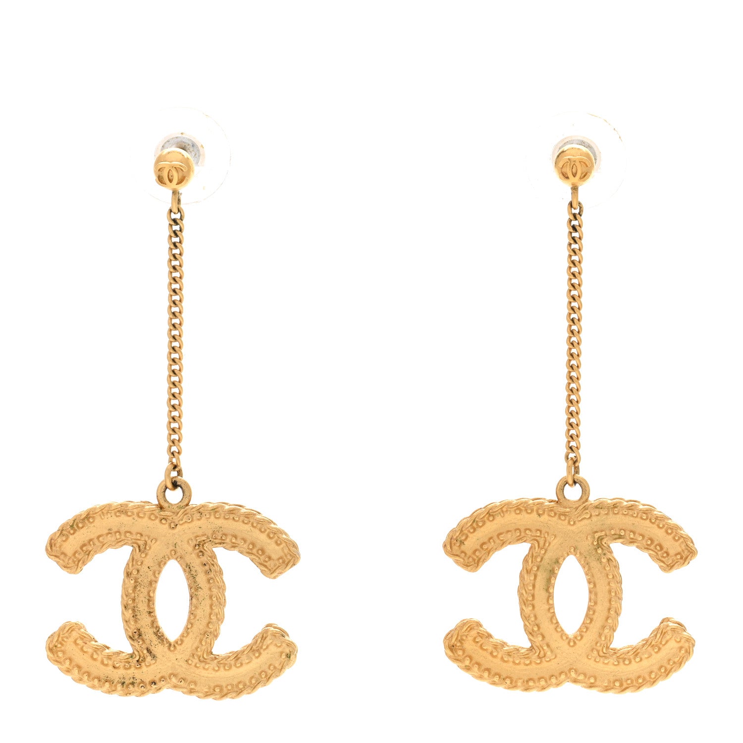 Chanel CC Drop Earrings Matte Gold 1 of 5