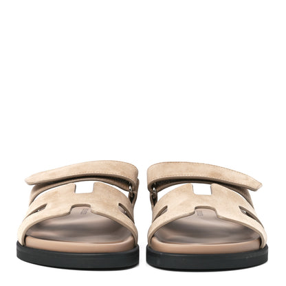 Hermes Suede Goatskin Womens Chypre Sandals 36 Beige Argile 2 of 9