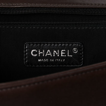 Chanel Faded Calfskin Quilted Large Studded Boy Flap Brown Beige 6 of 16
