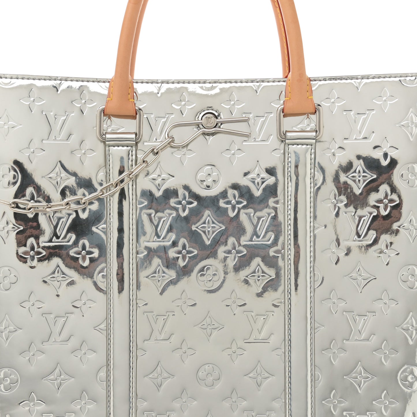 Monogram Mirror Sac Plat NM Silver
