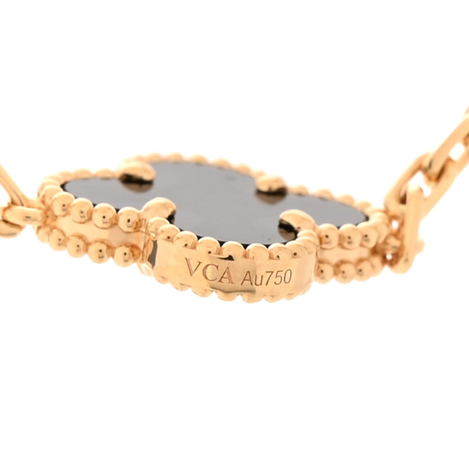 Van Cleef & Arpels 18K Yellow Gold Black Onyx 20 Motifs Vintage Alhambra Necklace 6 of 6