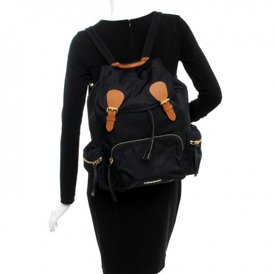 Nylon Large Rucksack Backpack Black