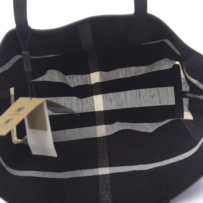 Burberry Coated Canvas Mega Check Medium Doodle Tote Black White 5 of 9