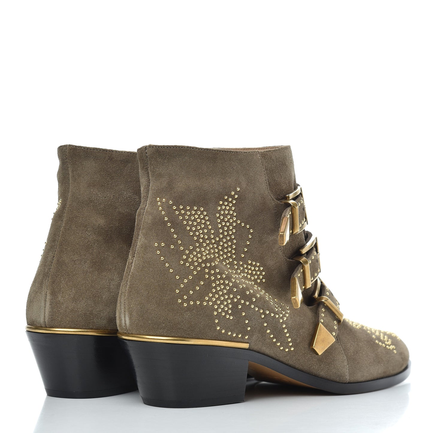 Suede Sheepskin Studded Susanna Ankle Boots 40 Dark Greige