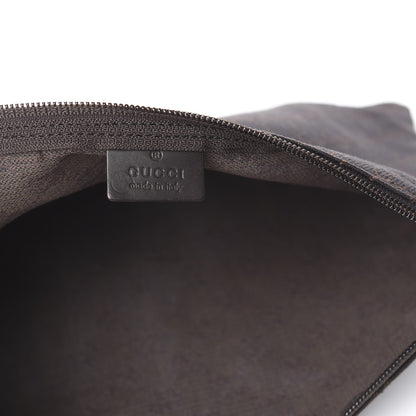 Gucci Denim Monogram Zip Top Pouch Brown 7 of 9
