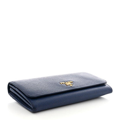 Prada Saffiano Metal Continental Flap Wallet Bleuette 5 of 12