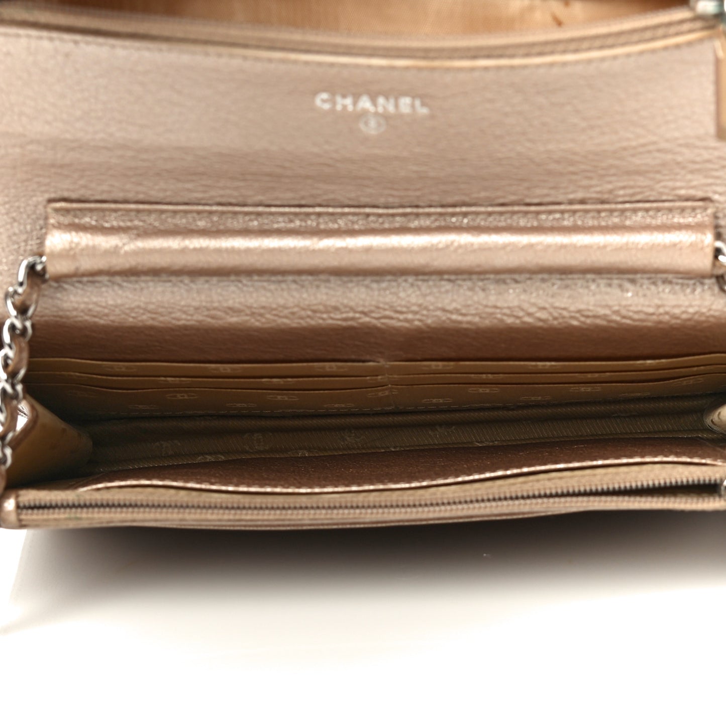 Metallic Goatskin Wallet On Chain WOC Gold