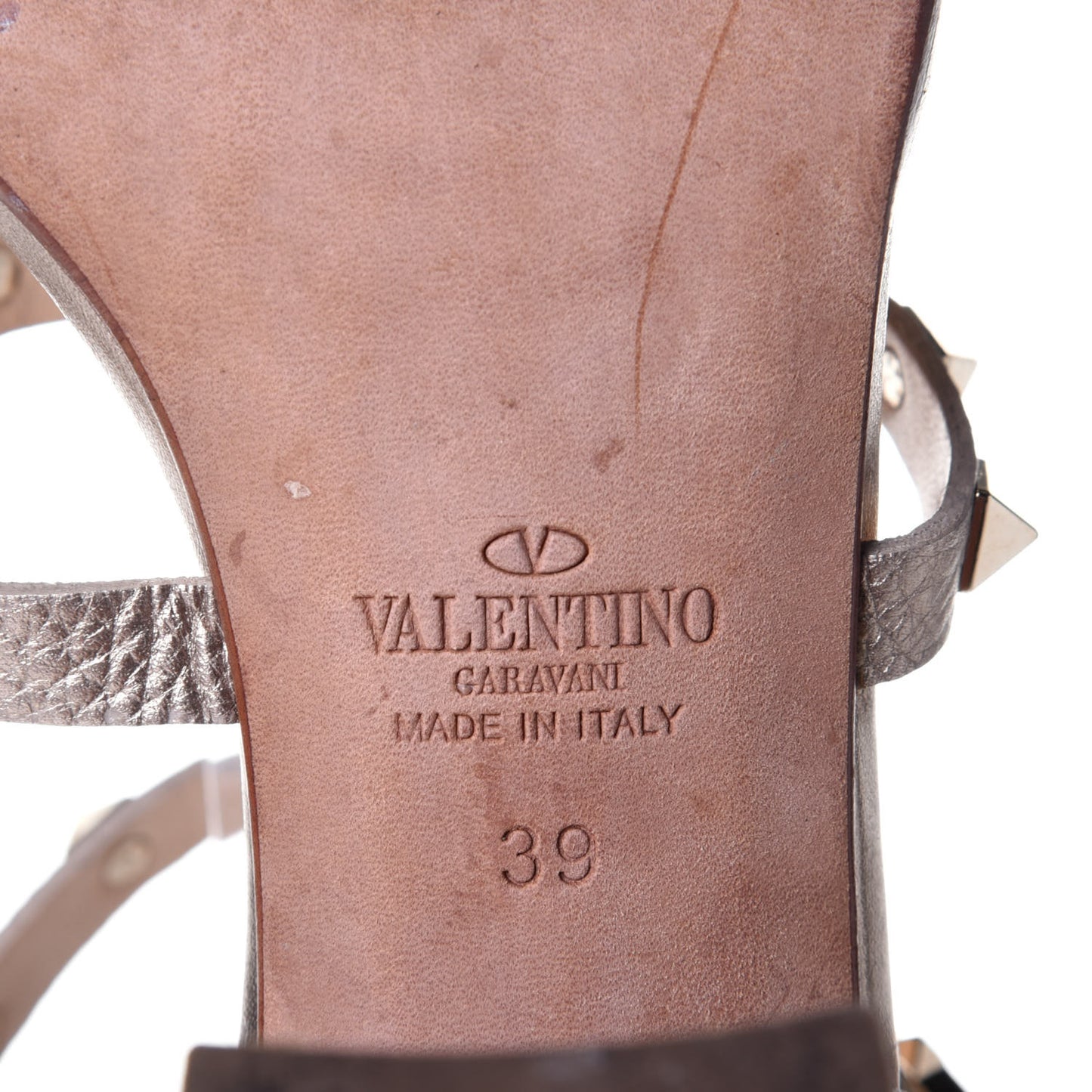 Metallic Calfskin Rockstud 60mm City Sandals 39 Skin