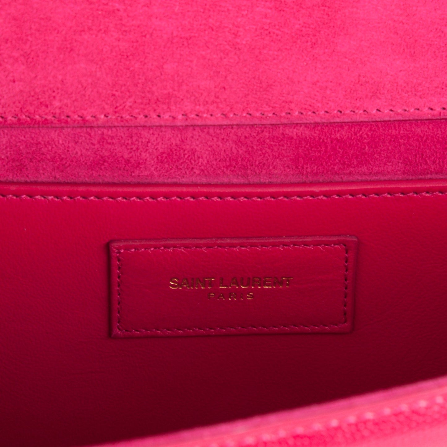 Textured Patent Calfskin Classic Monogram Clutch Fuchsia