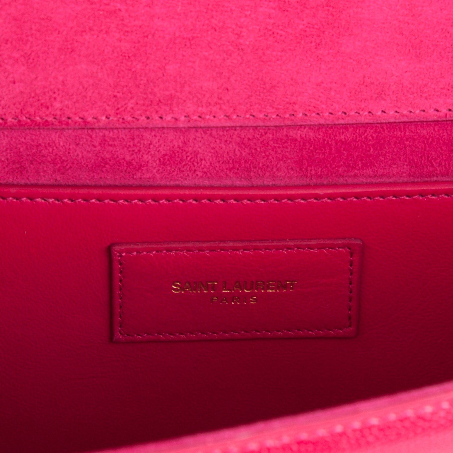 Saint Laurent Textured Patent Calfskin Classic Monogram Clutch Fuchsia 7 of 8