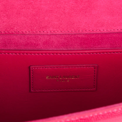 Saint Laurent Textured Patent Calfskin Classic Monogram Clutch Fuchsia 7 of 8