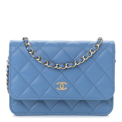 Chanel Caviar Quilted Mini Wallet On Chain WOC Blue 1 of 9