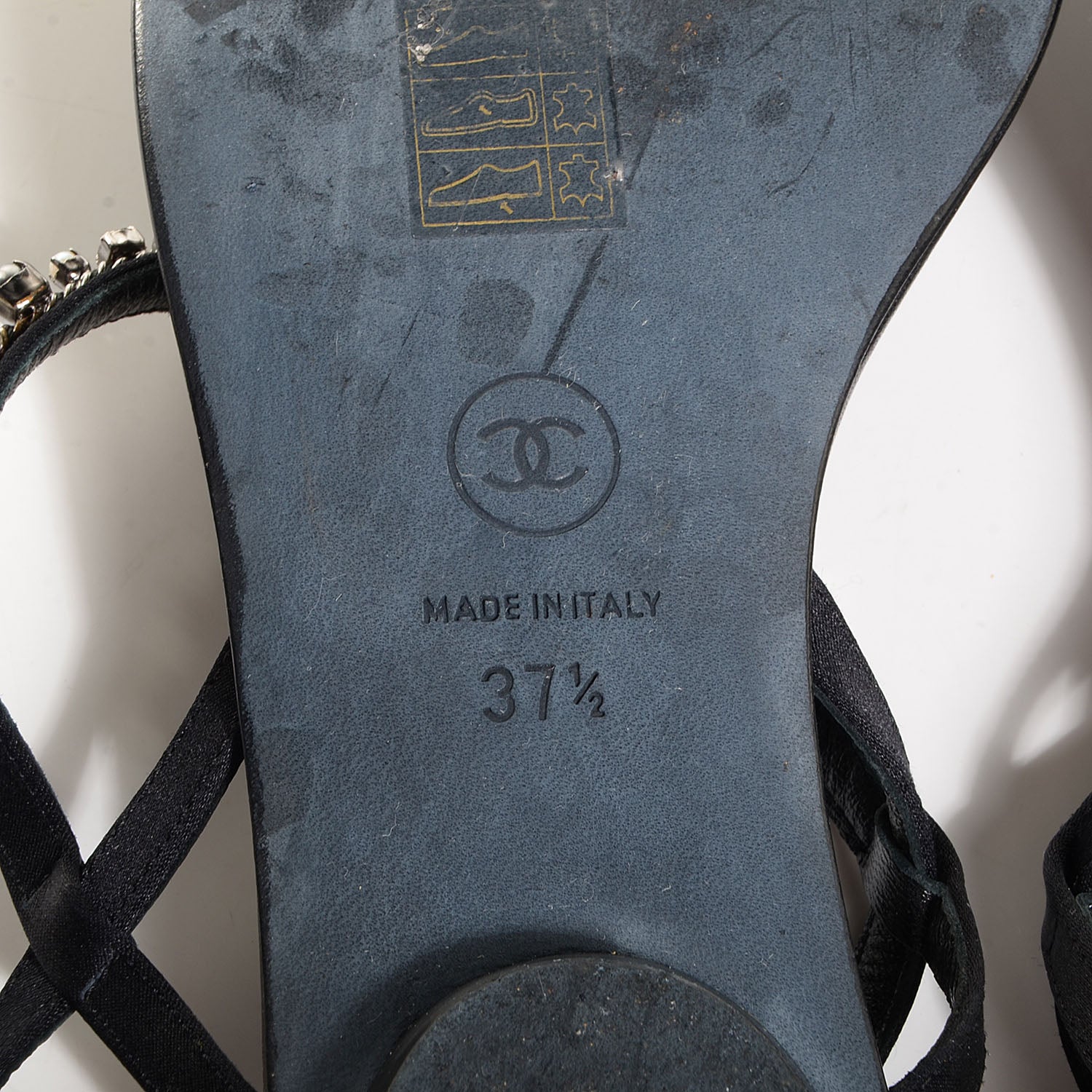Chanel CC Pearl Thong Sandals 37.5 Black 5 of 5