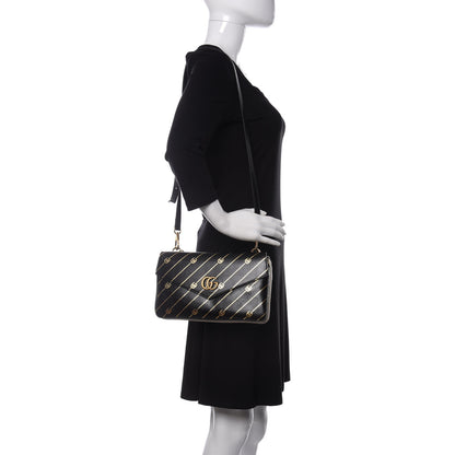 Gucci Calfskin Diagonal GG Medium Thiara Double Envelope Shoulder Bag Black White 2 of 10