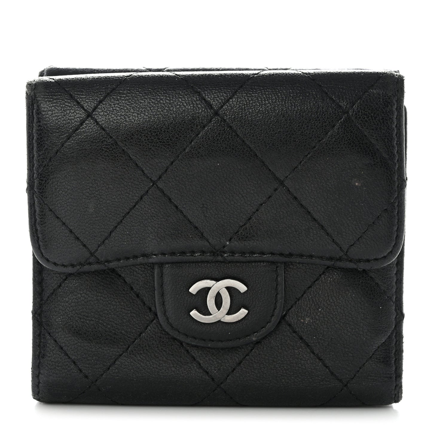 Lambskin Quilted Double Sided Wallet Black