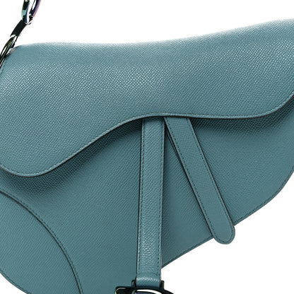 Christian Dior Grained Calfskin Saddle Bag Azure Blue 8 of 10