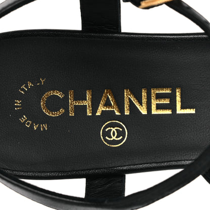 Chanel Lambskin Patent Cap Toe Crystal Enamel CC Mary Jane Slingback Flats 36 Black 10 of 12