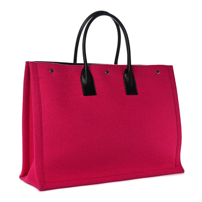 Saint Laurent Wool Rive Gauche Tote Fuchsia 3 of 12