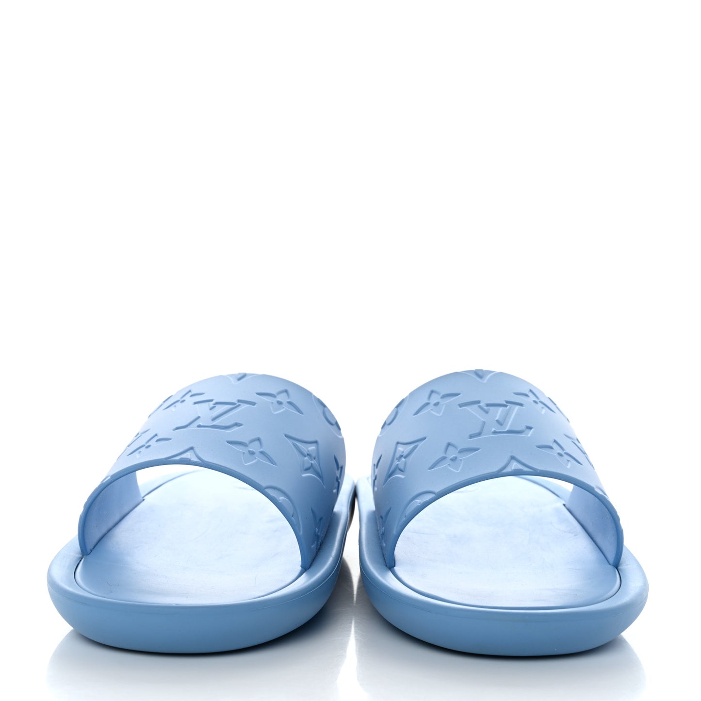 Rubber Monogram Embossed Sunbath Flat Mule 40 Blue