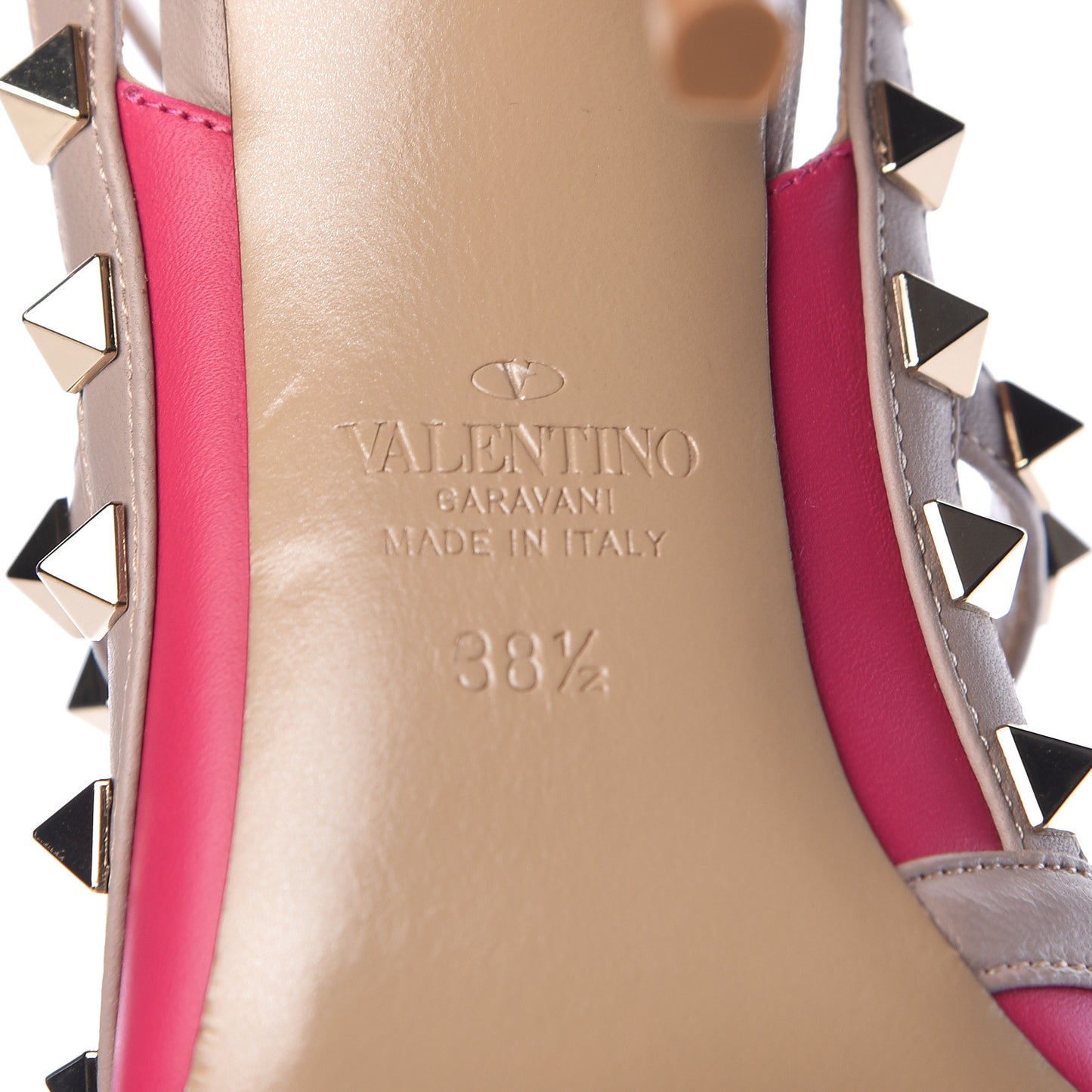 Calfskin Nappa Rockstud Ankle Strap 100mm Pumps 38.5 Disco Pink Poudre