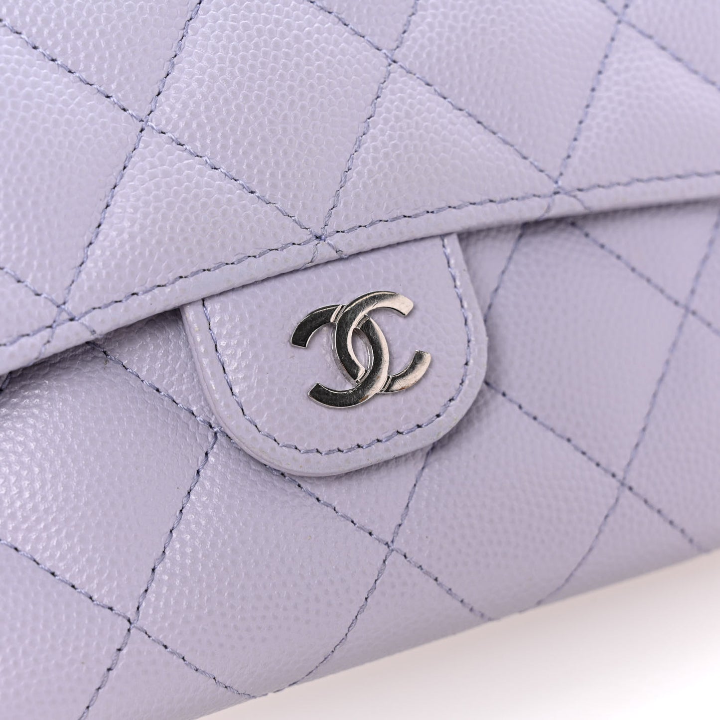 Caviar Quilted Medium Flap Wallet Light Purple
