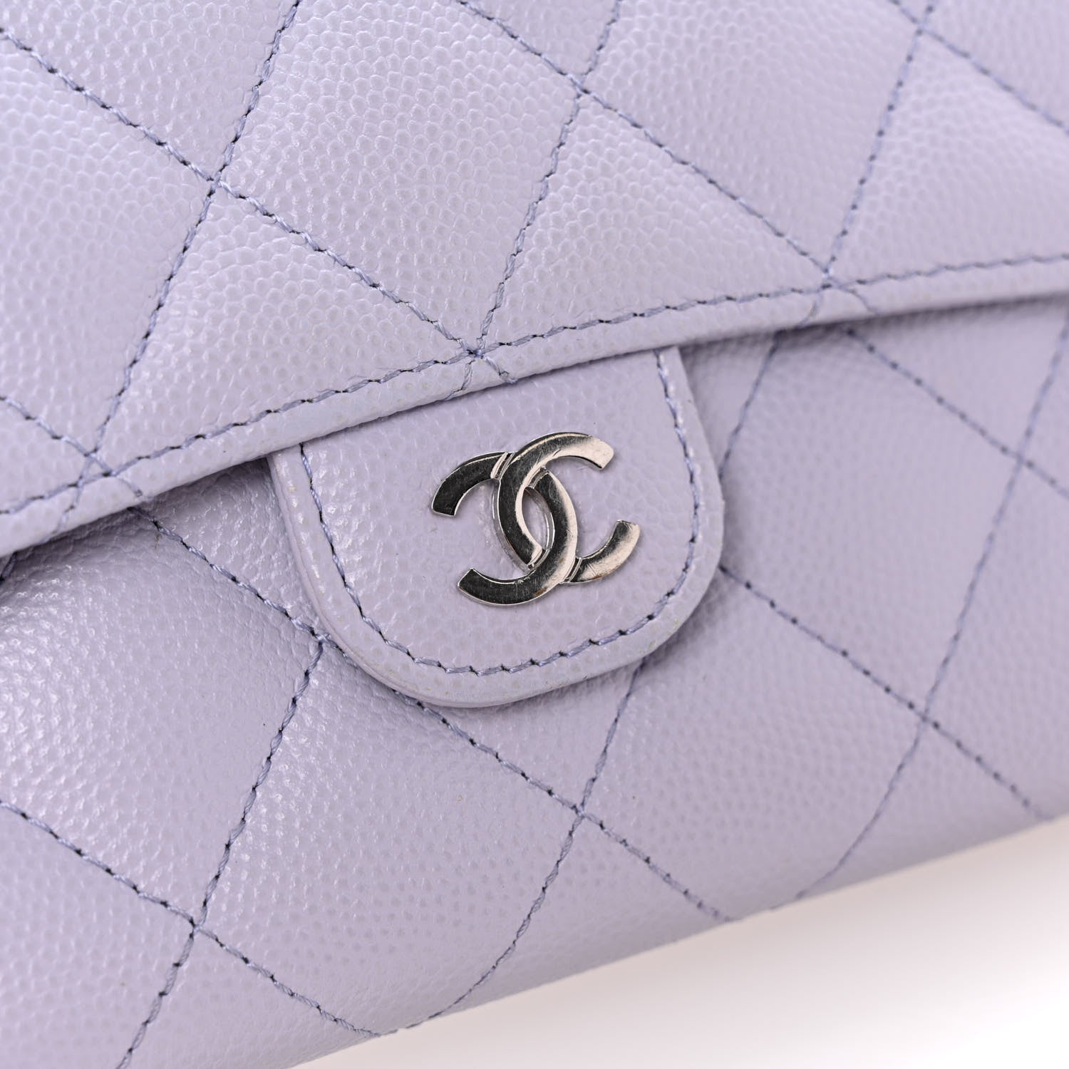 Chanel Caviar Quilted Medium Flap Wallet Light Purple 12 of 14
