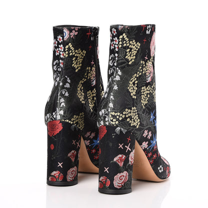 Valentino Garavani Brocade Camugarden Embroidered Short Boots 35 Nero Black 4 of 9